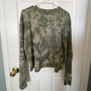 WildFable Green Tie-Dye Waffleknit Long Sleeved Top